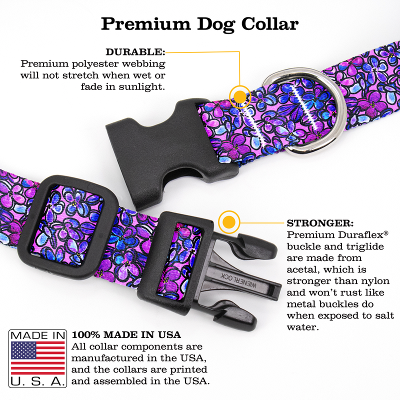 Lilacs Dog Collar - Made in USA