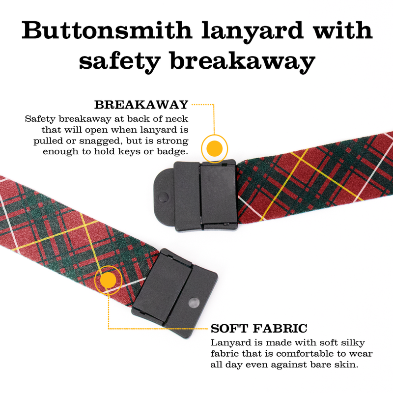 Bruce Plaid Breakaway Lanyard - with Buckle and Flat Ring - Made in the USA