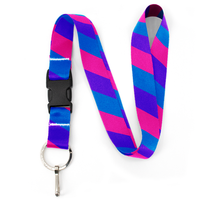 Bisexual Pride Premium Lanyard - with Buckle and Flat Ring - Made in the USA