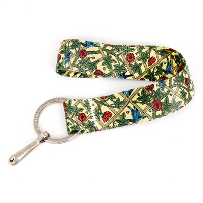 Morris Trellis Wristlet Lanyard - Short Length with Flat Key Ring and Clip - Made in the USA