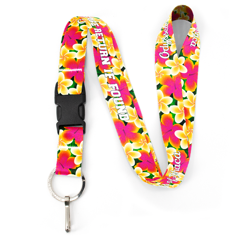 Aloha Lei Custom Lanyard - with Buckle and Flat Ring - Made in the USA