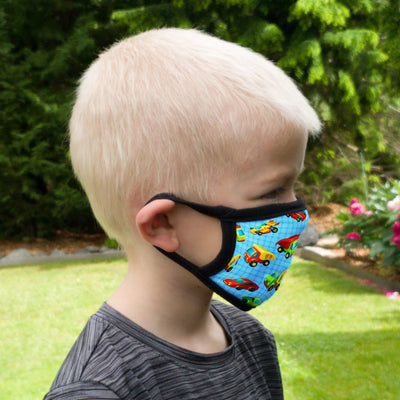 Buttonsmith Cars & Trucks Child Face Mask with Filter Pocket - Made in the USA - Buttonsmith Inc.