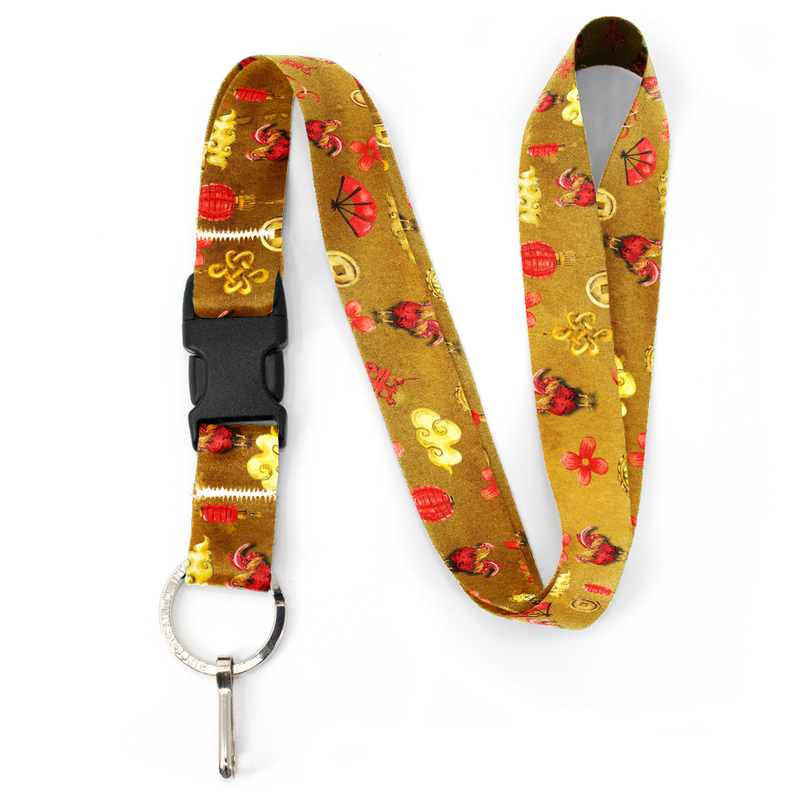 Lunar Rooster Zodiac Premium Lanyard - with Buckle and Flat Ring - Made in the USA