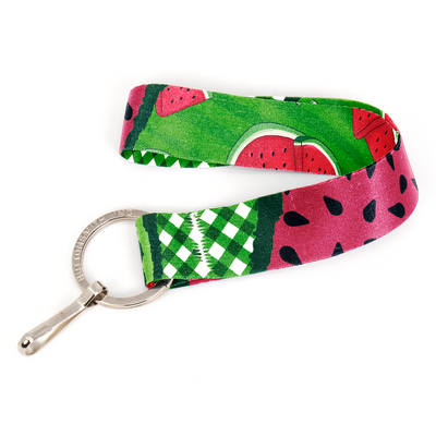 Watermelon Wristlet Lanyard - Short Length with Flat Key Ring and Clip - Made in the USA