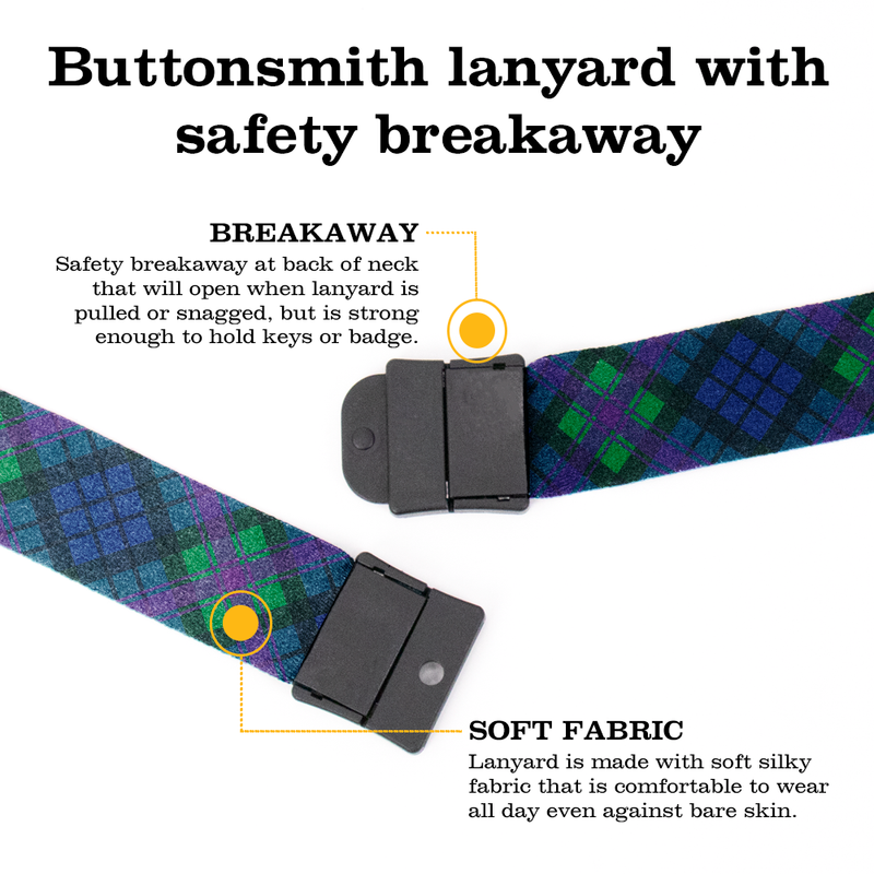 Baird Plaid Breakaway Lanyard - with Buckle and Flat Ring - Made in the USA