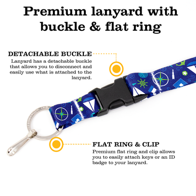 All At Sea Premium Lanyard - with Buckle and Flat Ring - Made in the USA
