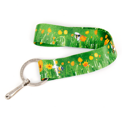 Let it Bee Wristlet Lanyard - Short Length with Flat Key Ring and Clip - Made in the USA