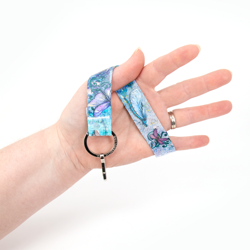 Dragonfly Dreams Wristlet Lanyard - Short Length with Flat Key Ring and Clip - Made in the USA