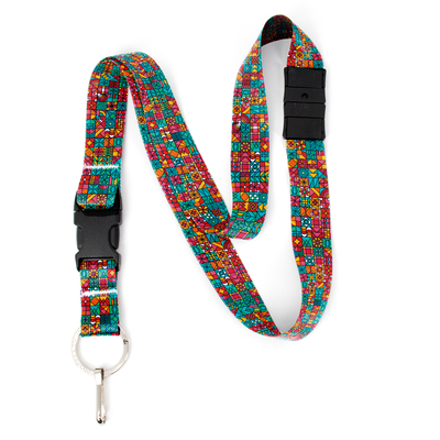 Geo Tiles Breakaway Lanyard - with Buckle and Flat Ring - Made in the USA
