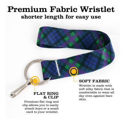 Baird Plaid Lanyard - Short Length with Flat Key Ring and Clip - Made in the USA