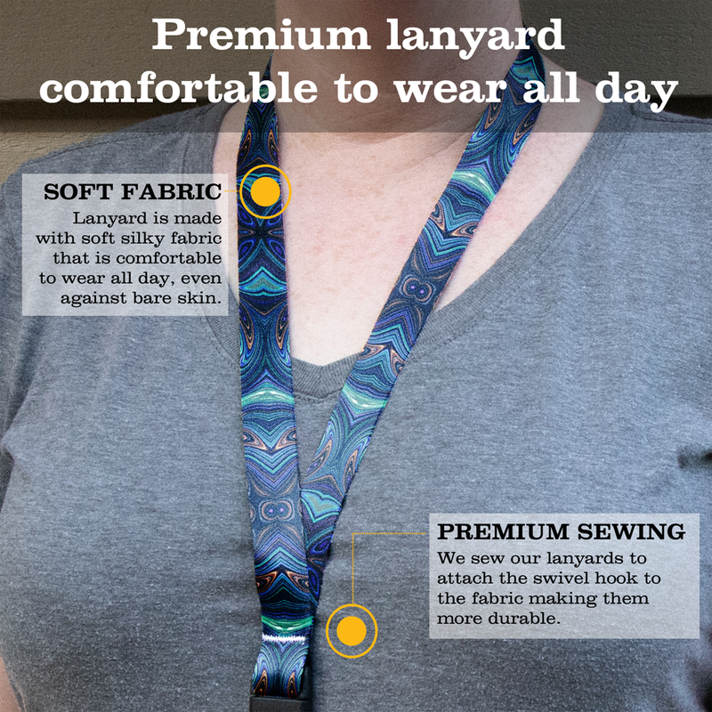Infinity Blue Breakaway Lanyard - with Buckle and Flat Ring - Made in the USA