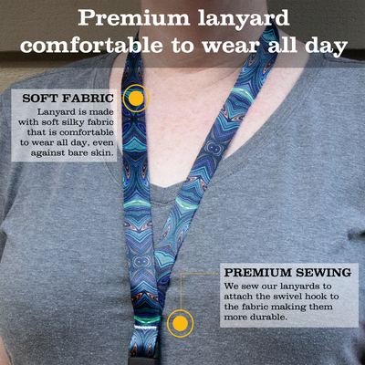 Infinity Blue Premium Lanyard - with Buckle and Flat Ring - Made in the USA