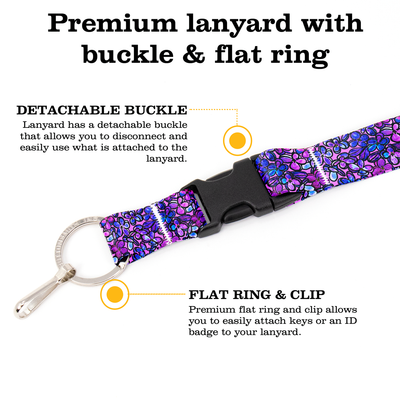 Lilacs Breakaway Lanyard - with Buckle and Flat Ring - Made in the USA