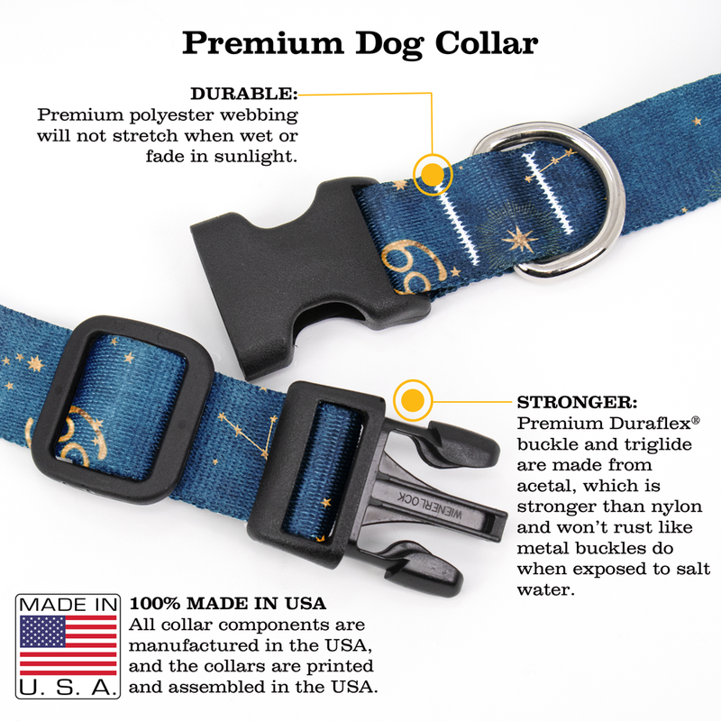 Zodiac Cancer Dog Collar - Made in USA