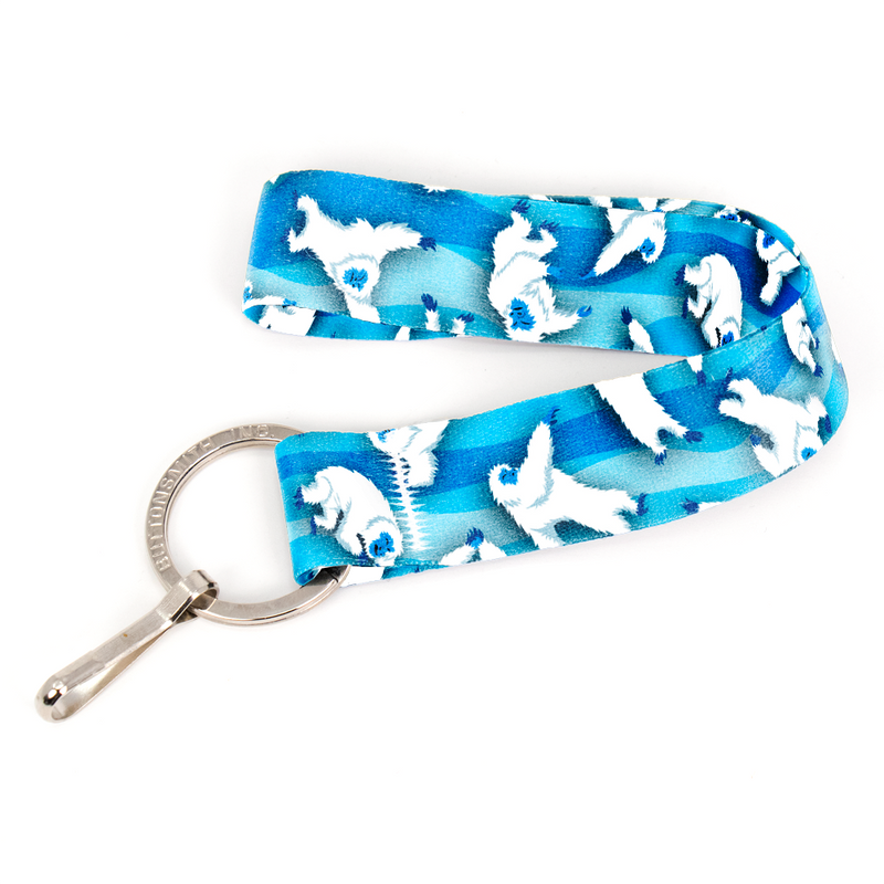 Dancing Yeti Wristlet Lanyard - Short Length with Flat Key Ring and Clip - Made in the USA