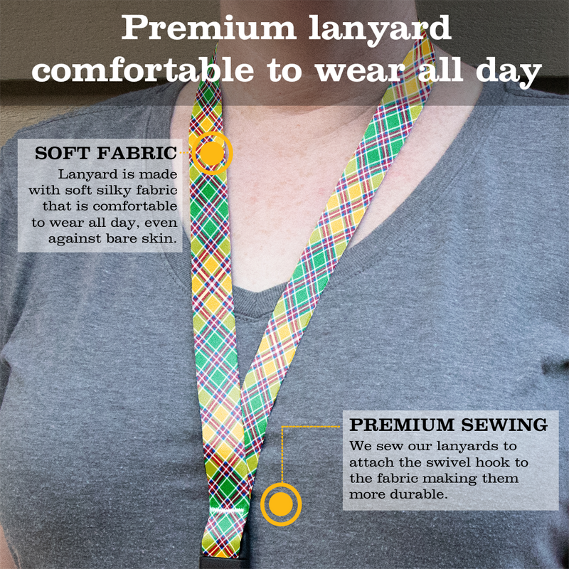 Jacobite Plaid Premium Lanyard - with Buckle and Flat Ring - Made in the USA