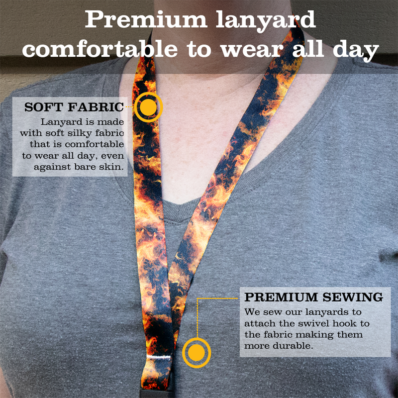 Bonfire Premium Lanyard - with Buckle and Flat Ring - Made in the USA
