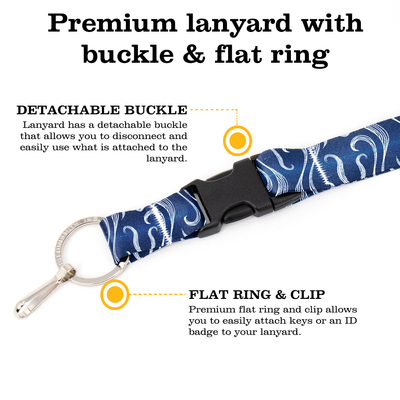 Blue Currents Breakaway Lanyard - with Buckle and Flat Ring - Made in the USA