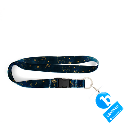 Aquarius Zodiac Premium Lanyard - with Buckle and Flat Ring - Made in the USA