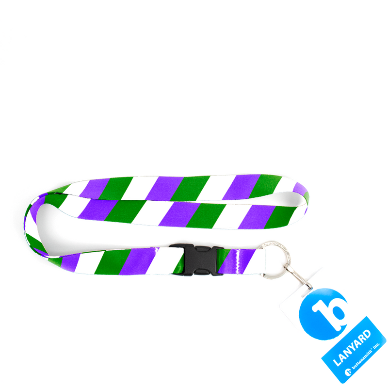 Gender Queer Pride Premium Lanyard - with Buckle and Flat Ring - Made in the USA