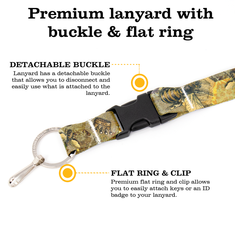 Queen Bee Premium Lanyard - with Buckle and Flat Ring - Made in the USA