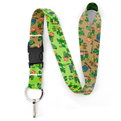 Cutie Cacti Sand Premium Lanyard - with Buckle and Flat Ring - Made in the USA
