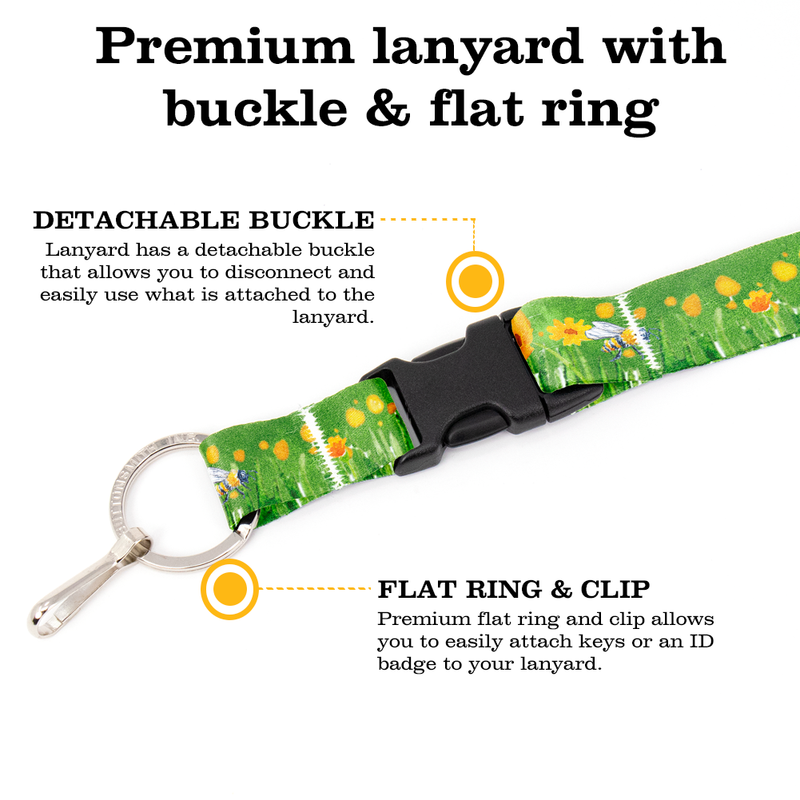 Let It Bee Premium Lanyard - with Buckle and Flat Ring - Made in the USA