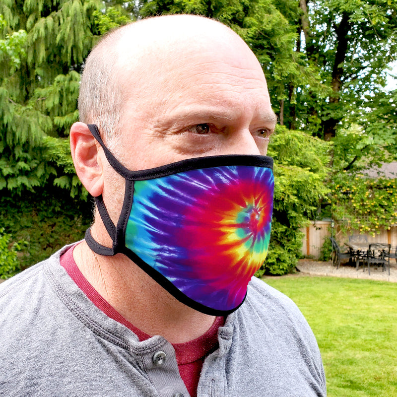Buttonsmith Rainbow Tie Dye Youth Adjustable Face Mask with Filter Pocket - Made in the USA - Buttonsmith Inc.