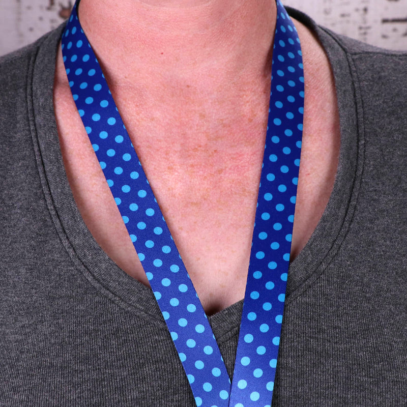 Buttonsmith Blue Dots Lanyard - Made in USA - Buttonsmith Inc.