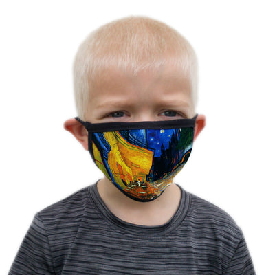 Buttonsmith Van Gogh Cafe Terrace Child Face Mask with Filter Pocket - Made in the USA - Buttonsmith Inc.
