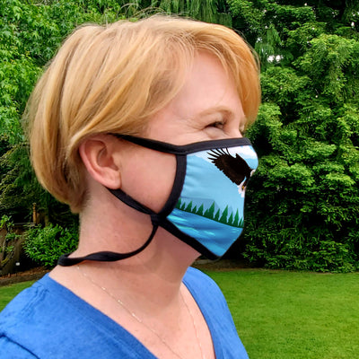 Buttonsmith Eagle Flying Adult Adjustable Face Mask with Filter Pocket - Made in the USA - Buttonsmith Inc.