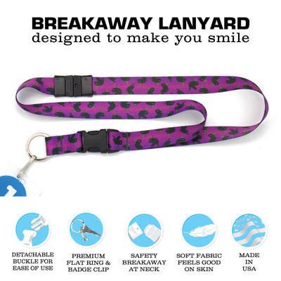 Buttonsmith Purple Crows Halloween Breakaway Lanyard - Made in USA - Buttonsmith Inc.