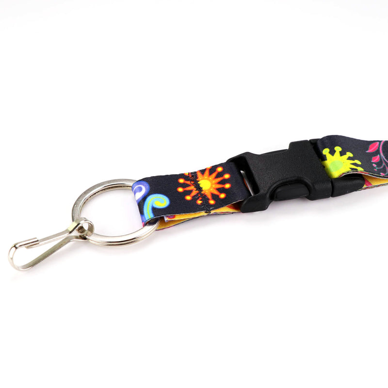 Buttonsmith Bright Floral Custom Lanyard - Made in USA - Buttonsmith Inc.