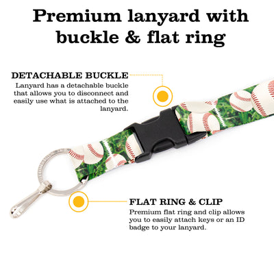 Buttonsmith Baseball Premium Lanyard - with Buckle and Flat Ring - Made in the USA - Buttonsmith Inc.