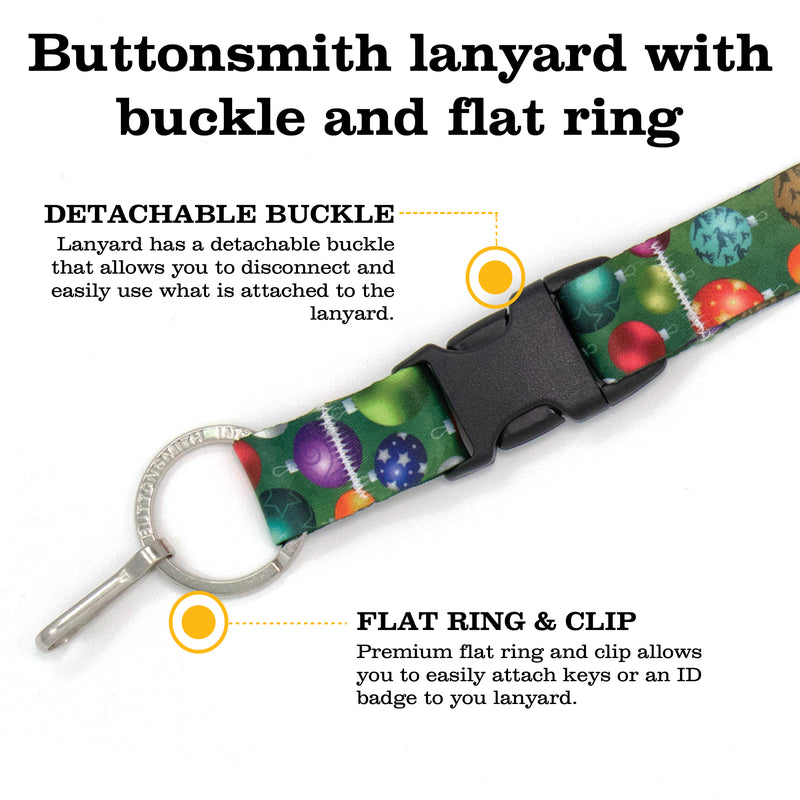 Buttonsmith Christmas Ornaments Premium Lanyard - with Buckle and Flat Ring - Made in the USA - Buttonsmith Inc.