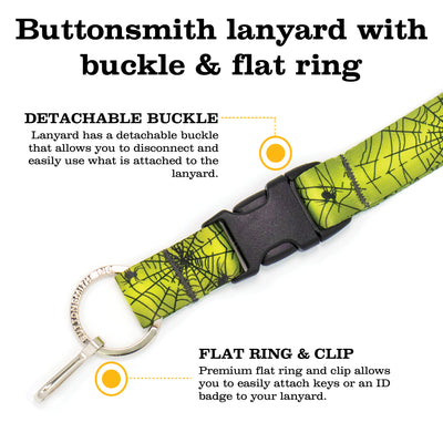 Buttonsmith Spider Web Halloween Premium Lanyard - Made in USA - Buttonsmith Inc.