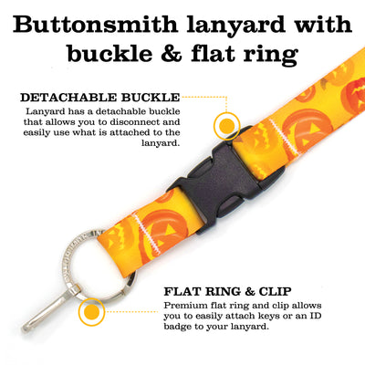 Buttonsmith Jack-O-Lantern Halloween Premium Lanyard - Made in USA - Buttonsmith Inc.