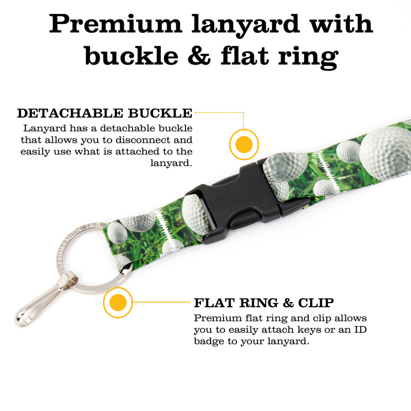 Buttonsmith Golf Premium Lanyard - with Buckle and Flat Ring - Made in the USA - Buttonsmith Inc.