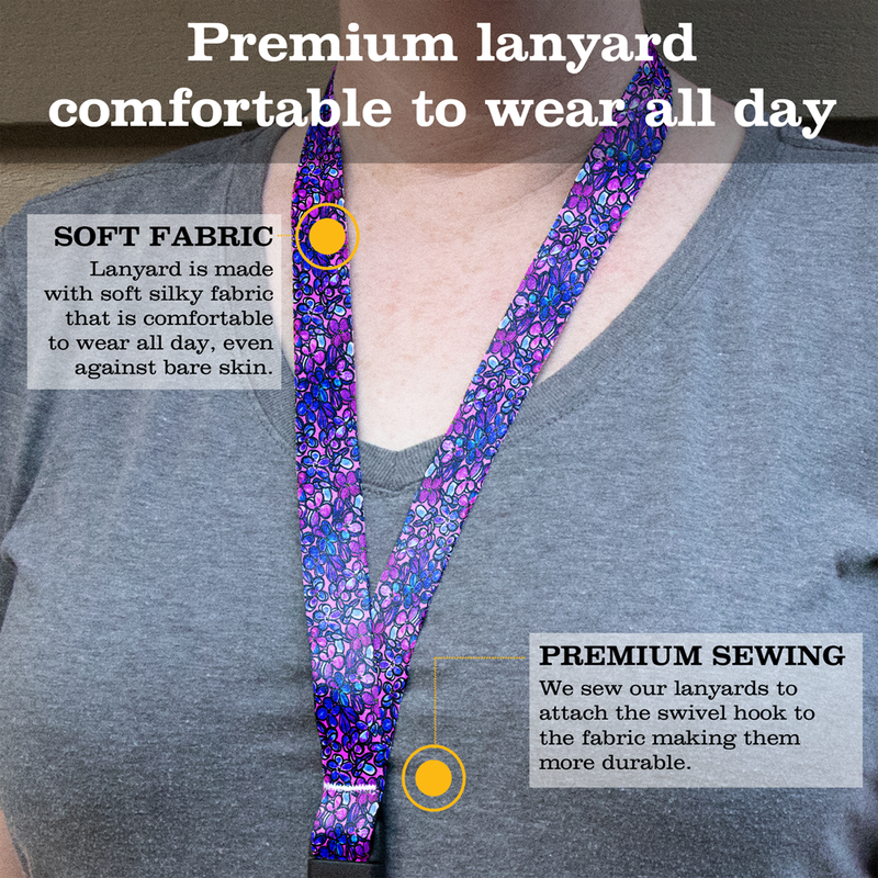 Lilacs Premium Lanyard - with Buckle and Flat Ring - Made in the USA