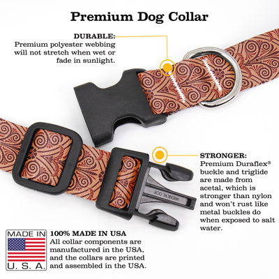 Terra Cotta Greek Swirls Dog Collar - Made in USA
