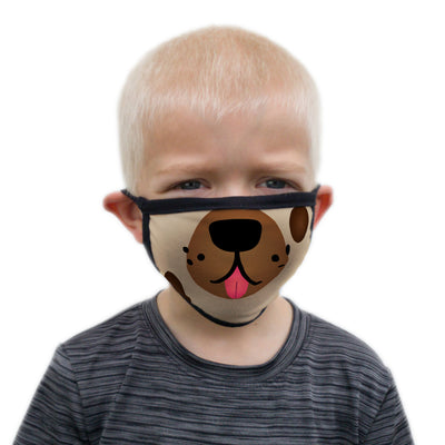 Buttonsmith Cartoon Puppy Face Child Face Mask with Filter Pocket - Made in the USA - Buttonsmith Inc.