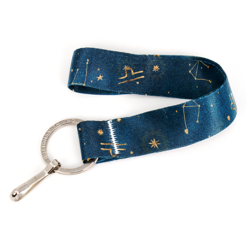 Zodiac Libra Wristlet Lanyard - Short Length with Flat Key Ring and Clip - Made in the USA