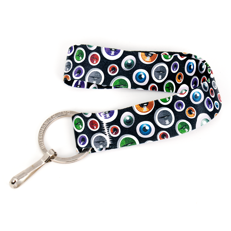 The Eyes Have It Wristlet Lanyard - Short Length with Flat Key Ring and Clip - Made in the USA