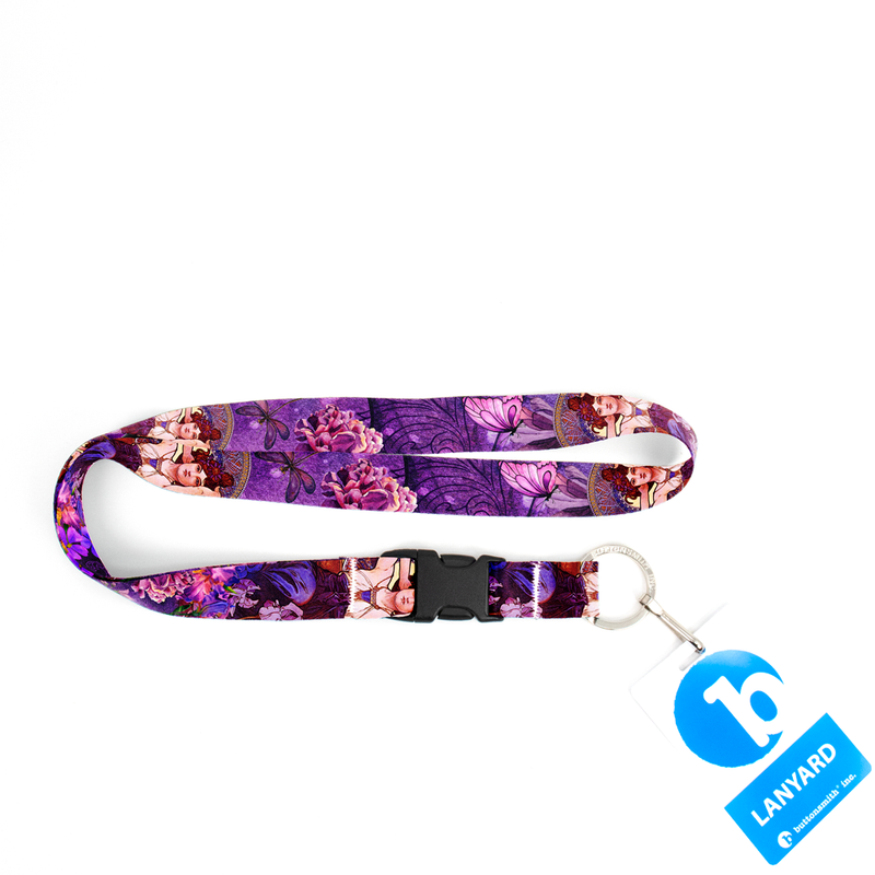 Mucha Amethyst Premium Lanyard - with Buckle and Flat Ring - Made in the USA