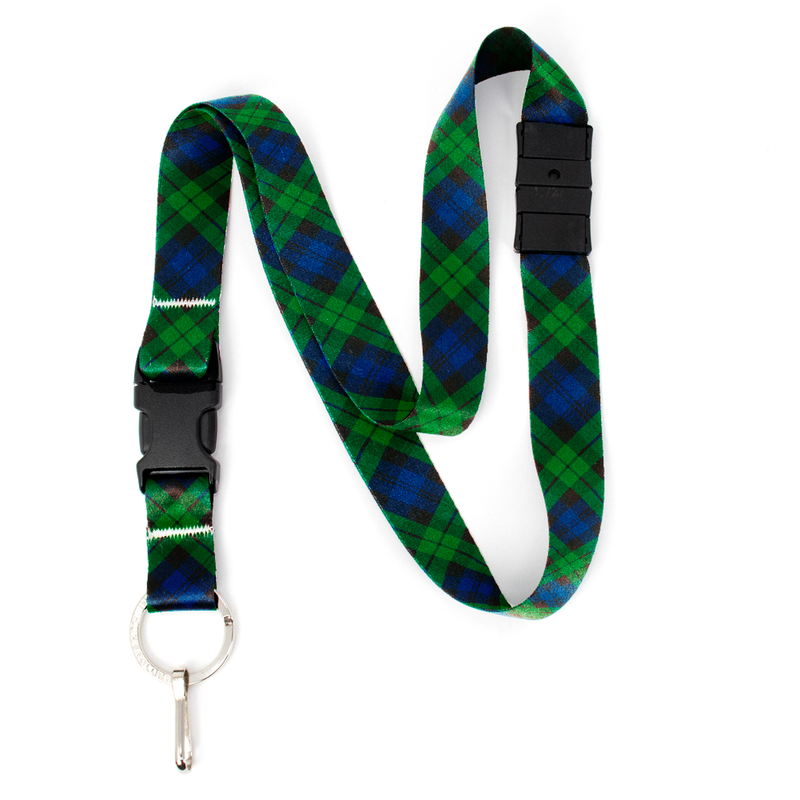 Tyneside Blue Plaid Breakaway Lanyard - with Buckle and Flat Ring - Made in the USA