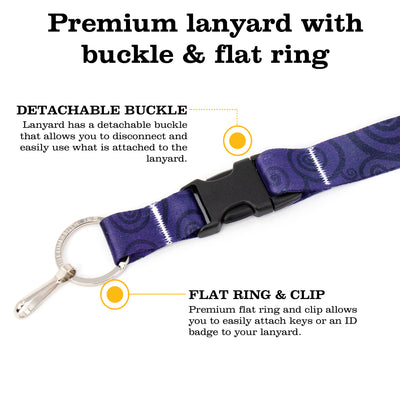 Buttonsmith Amethyst Swirls Premium Lanyard - with Buckle and Flat Ring - Made in the USA - Buttonsmith Inc.