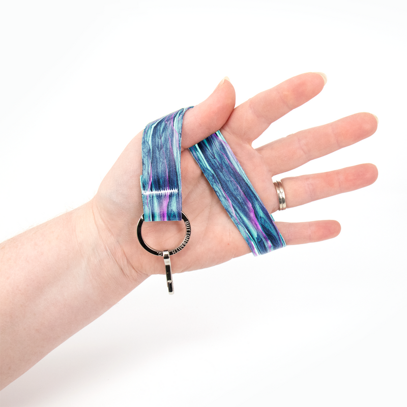 Twilight Ink Wristlet Lanyard - Short Length with Flat Key Ring and Clip - Made in the USA