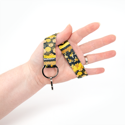 Hive Heaven Wristlet Lanyard - Short Length with Flat Key Ring and Clip - Made in the USA