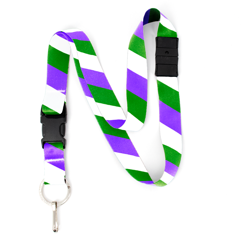 Gender Queer Pride Breakaway Lanyard - with Buckle and Flat Ring - Made in the USA