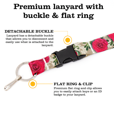 Camilla Lace Premium Lanyard - with Buckle and Flat Ring - Made in the USA